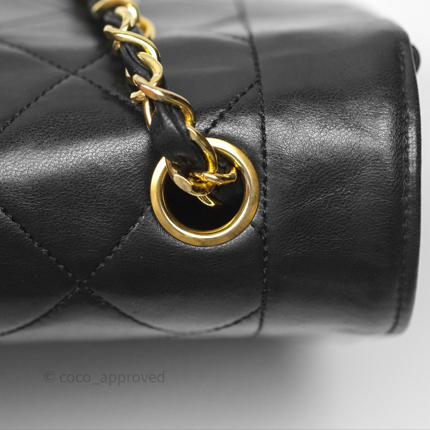 Chanel Medium Vintage Quilted Classic Diana Flap Bag Black Lambskin 24K Gold Hardware