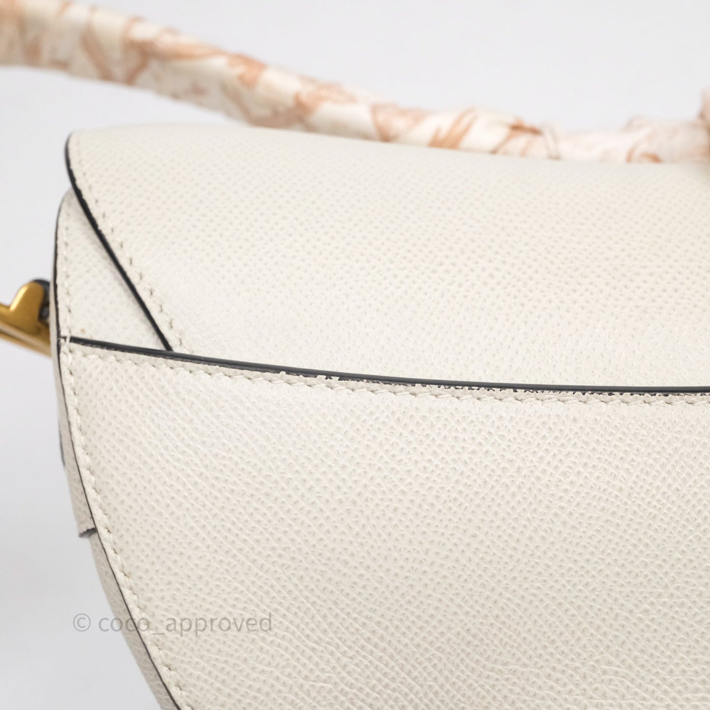 Christian Dior Saddle Bag White Grained Calfskin Gold Hardware