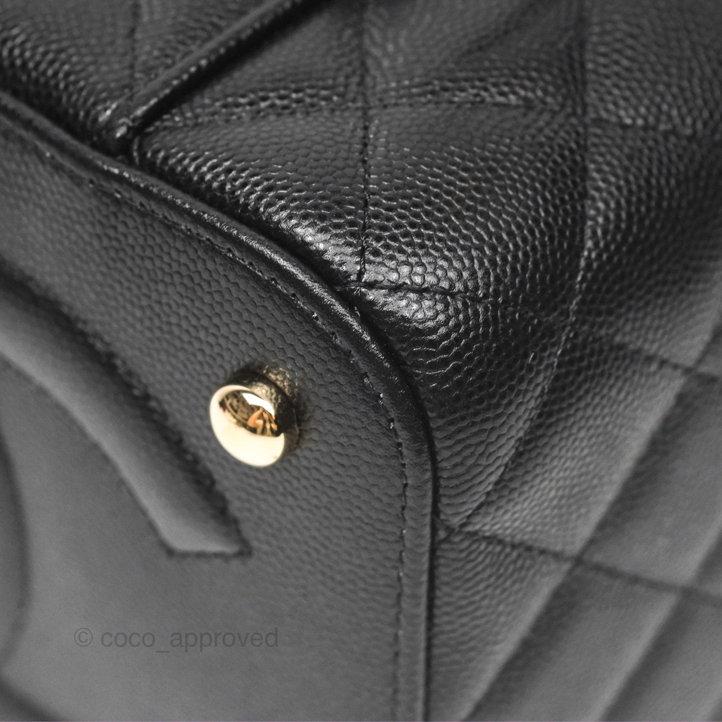 Chanel Quilted Top Handle Vanity Case Black Caviar Gold Hardware