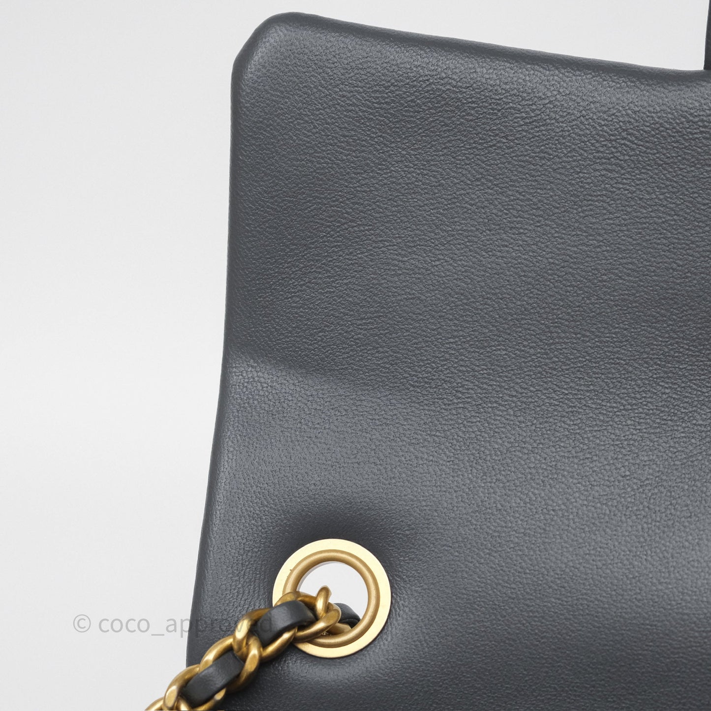 Chanel Pearl Crush Mini Rectangular Quilted Dark Grey Lambskin Aged Gold Hardware