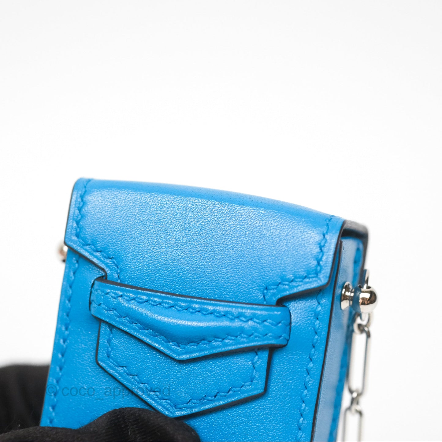 Hermes Micro Paperclip Chain Bag Blue
