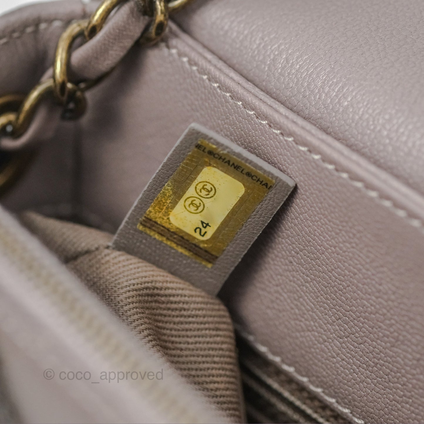 Chanel Coco Curve Flap Burnished Lilac Grey Calfskin Goatskin Antique Gold Hardware