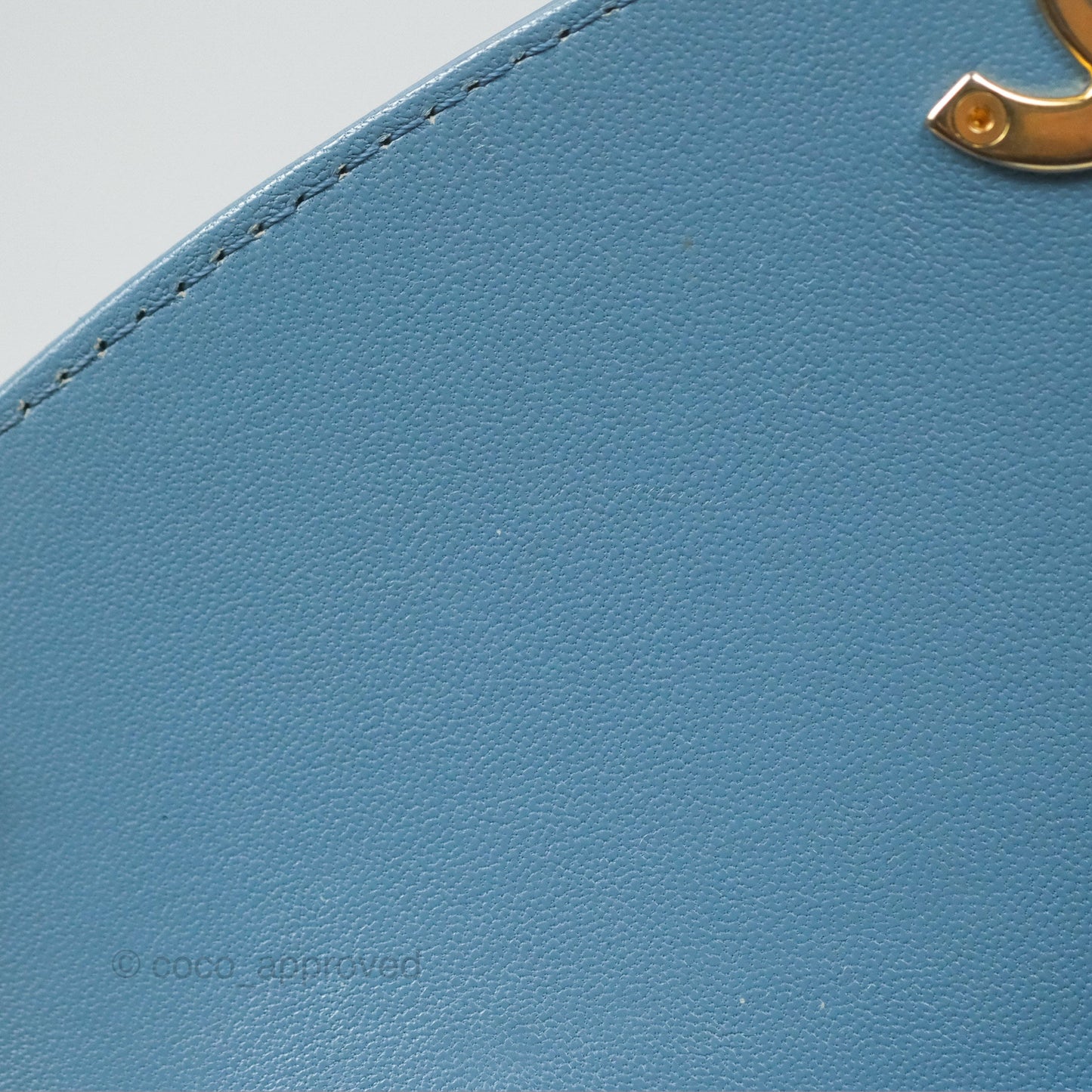 Chanel Curved Flap Bag Blue Lambskin Aged Gold Hardware