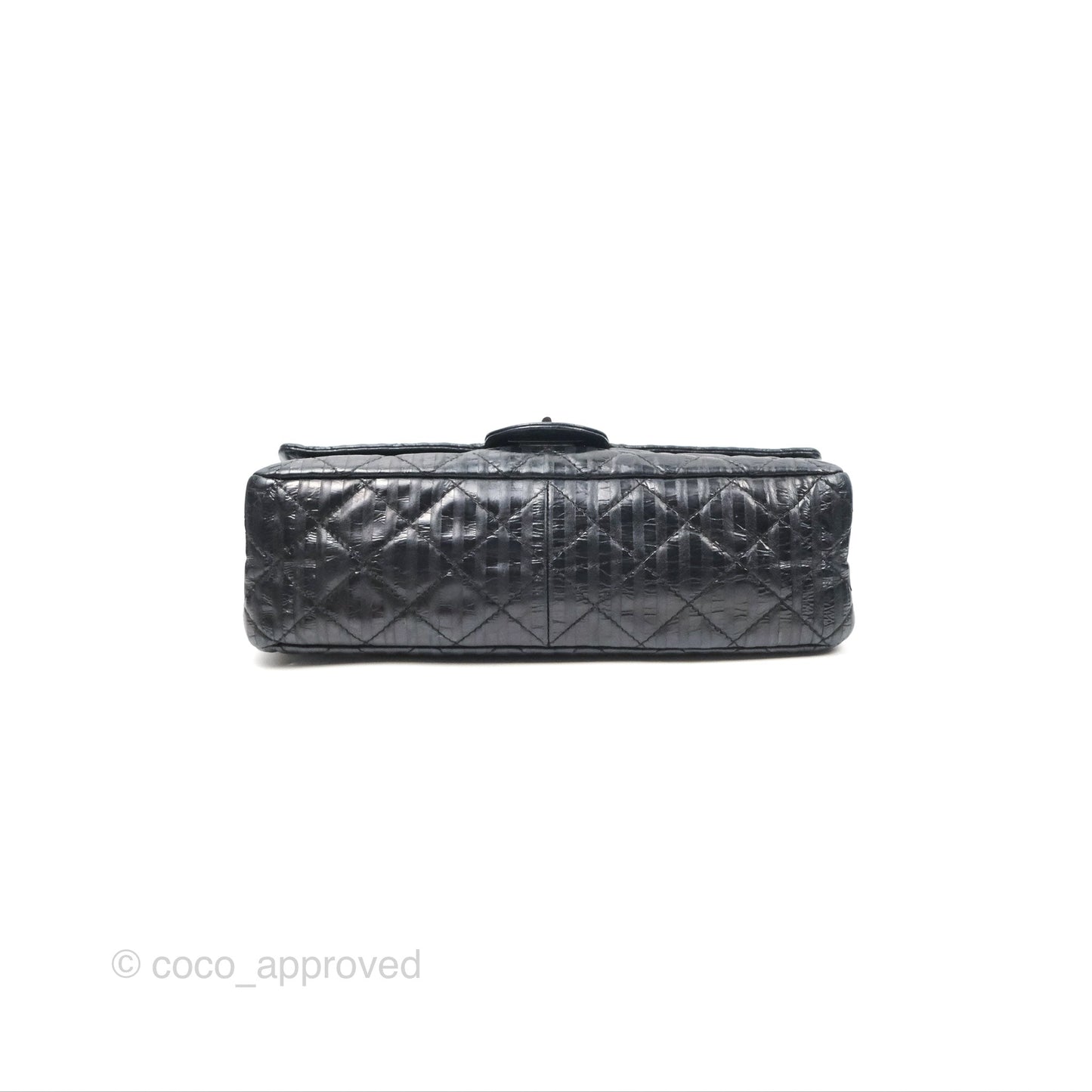 Chanel Reissue 227 Flap Quilted Calfskin Black Striped Dark Silver Hardware