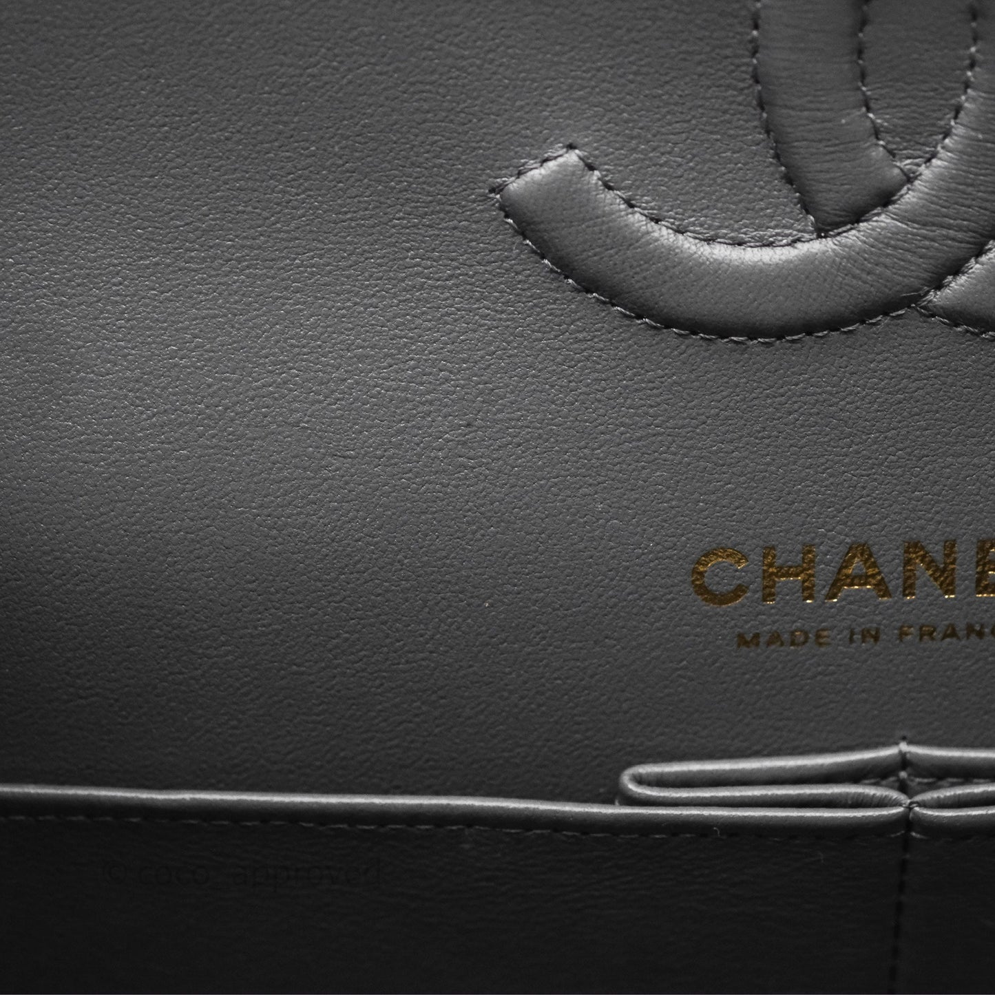 Chanel Classic M/L Medium Flap Quilted Grey Lambskin Gold Hardware