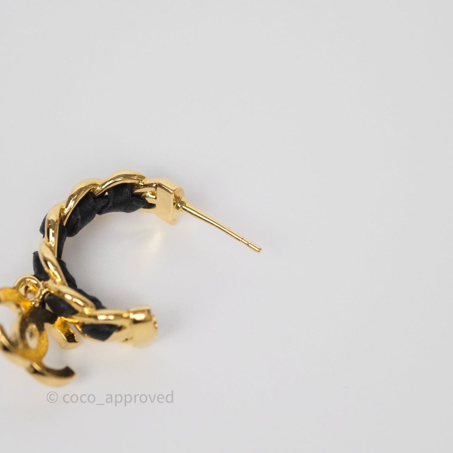 Chanel Braided Drop CC Hoop Earrings 24K