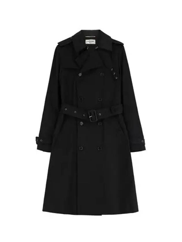 Luxury Saint Laurent Gabardine Classic Saint Gabardine Trench Coat Black