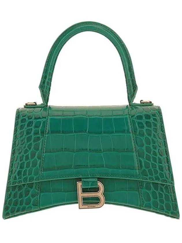 Luxury Balenciaga Hourglass Crocodile Small Tote Bag Green