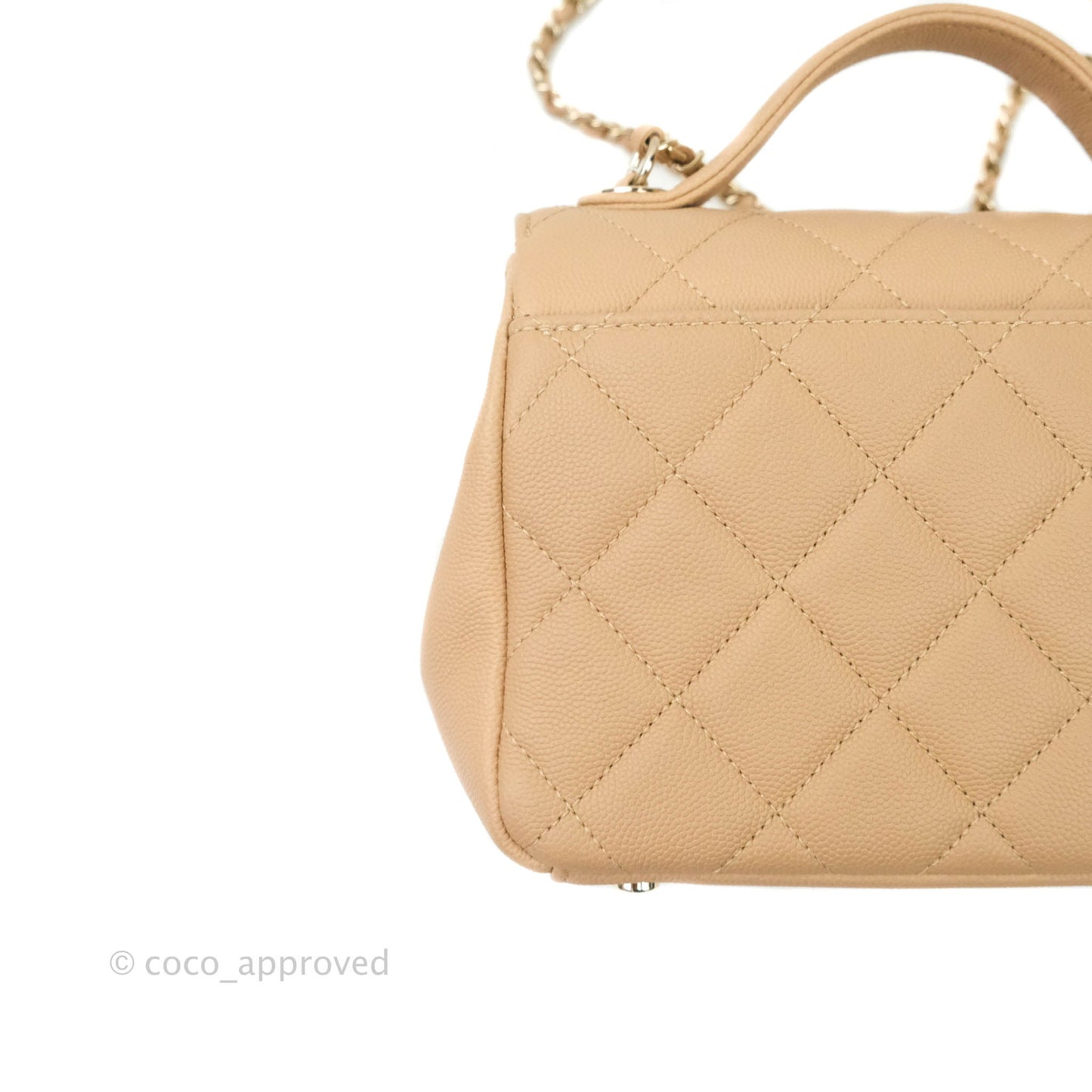Chanel Quilted Small Business Affinity Flap Beige Caviar Light Gold Hardware