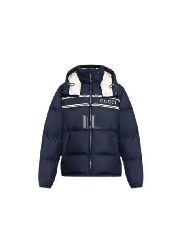 Luxury Gucci Trending 2025 Stripe Logo Print Puffer Padding Navy