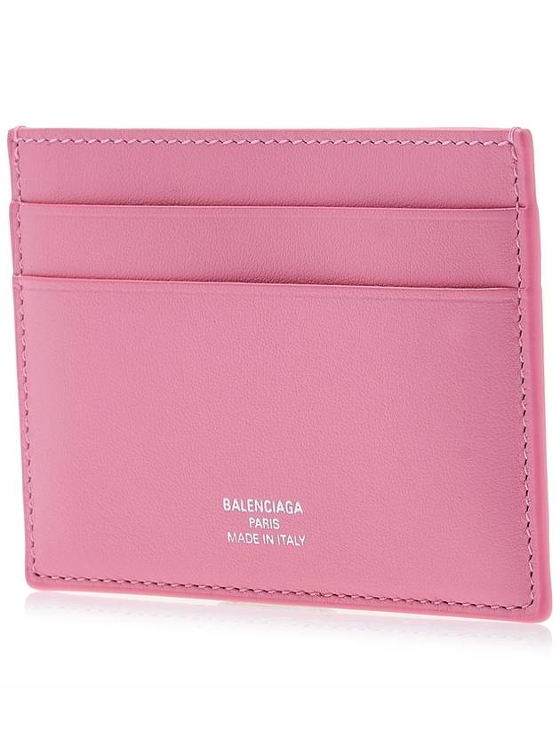 Luxury Balenciaga Logo Calfskin Card Wallet Pink