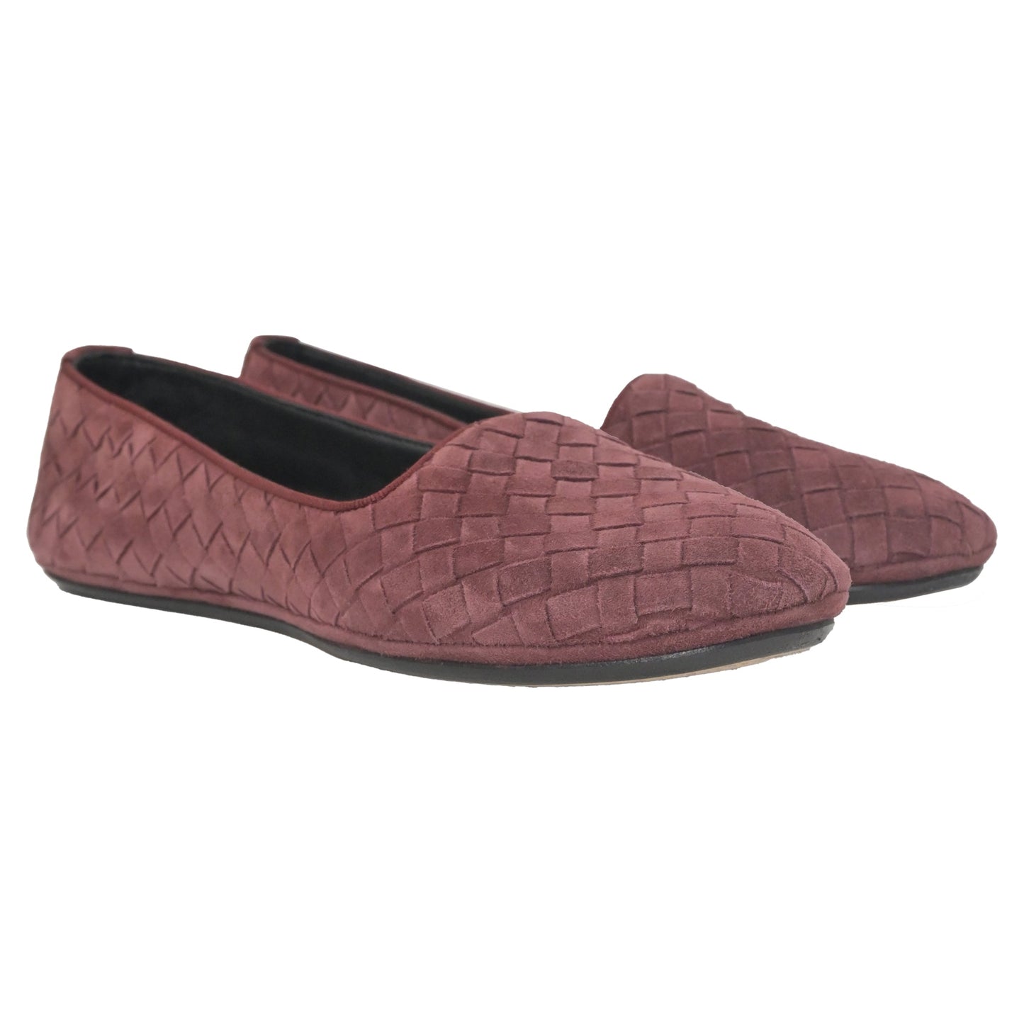 Luxury Bottega Veneta Intrecciato Ballet Flats in Purple Leather
