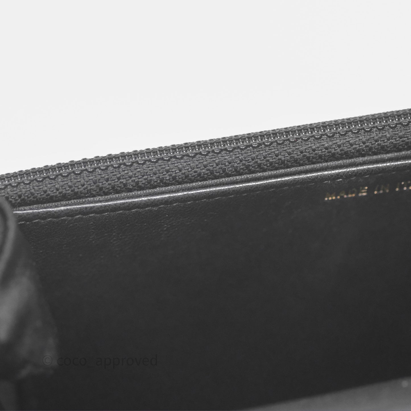Chanel Reversed Chevron Wallet On Chain WOC Black Lambskin Aged Gold Hardware