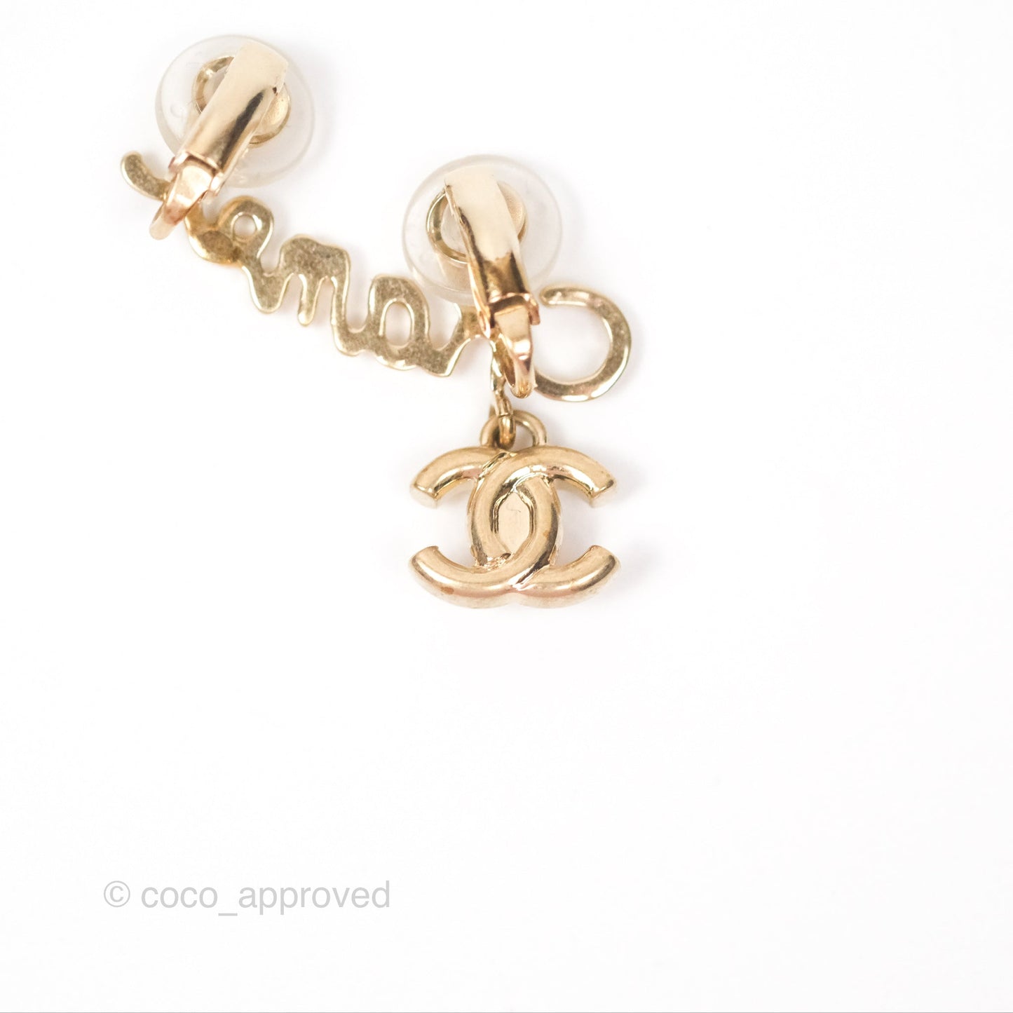 Chanel Logo CC Turnlock Ear Clips Gold Tone 22V