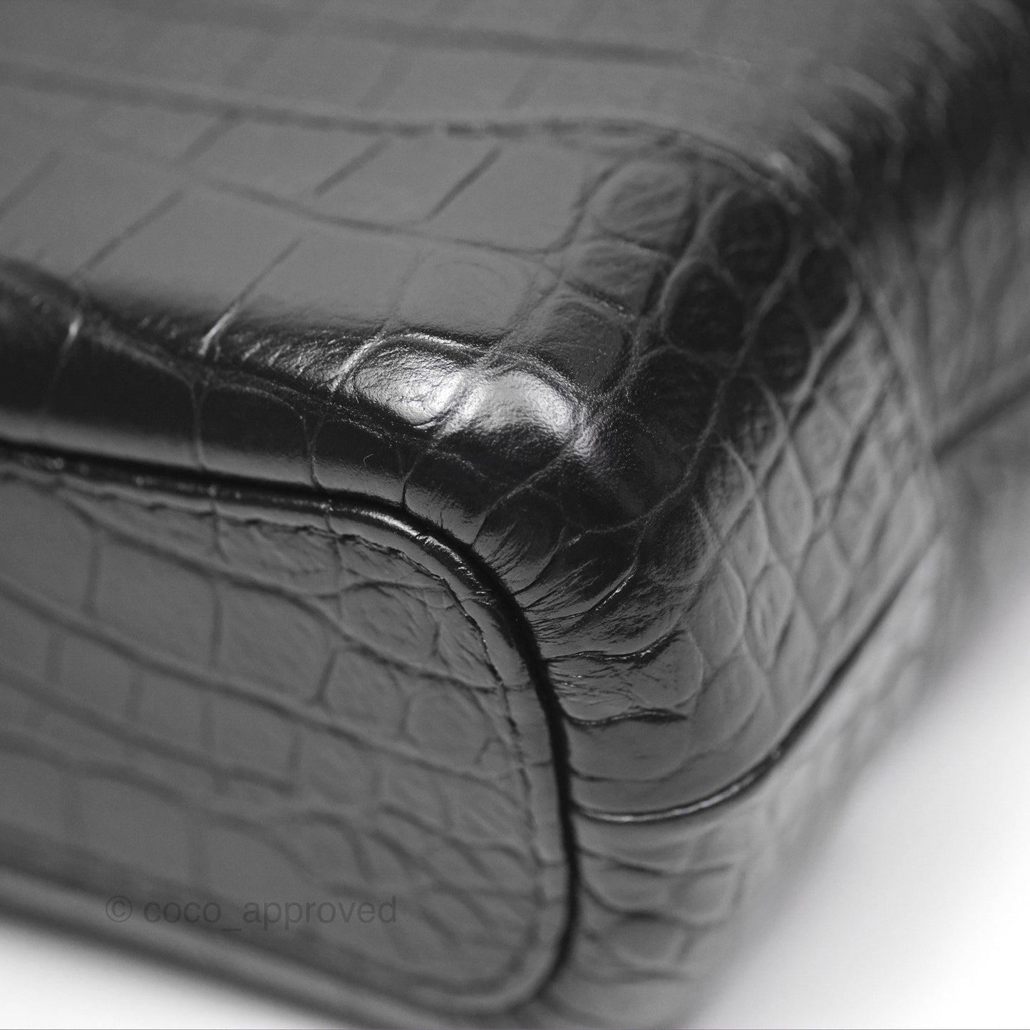 Chanel Small Gabrielle Hobo with Logo Handle Quilted Black Croc Embossed Calfskin