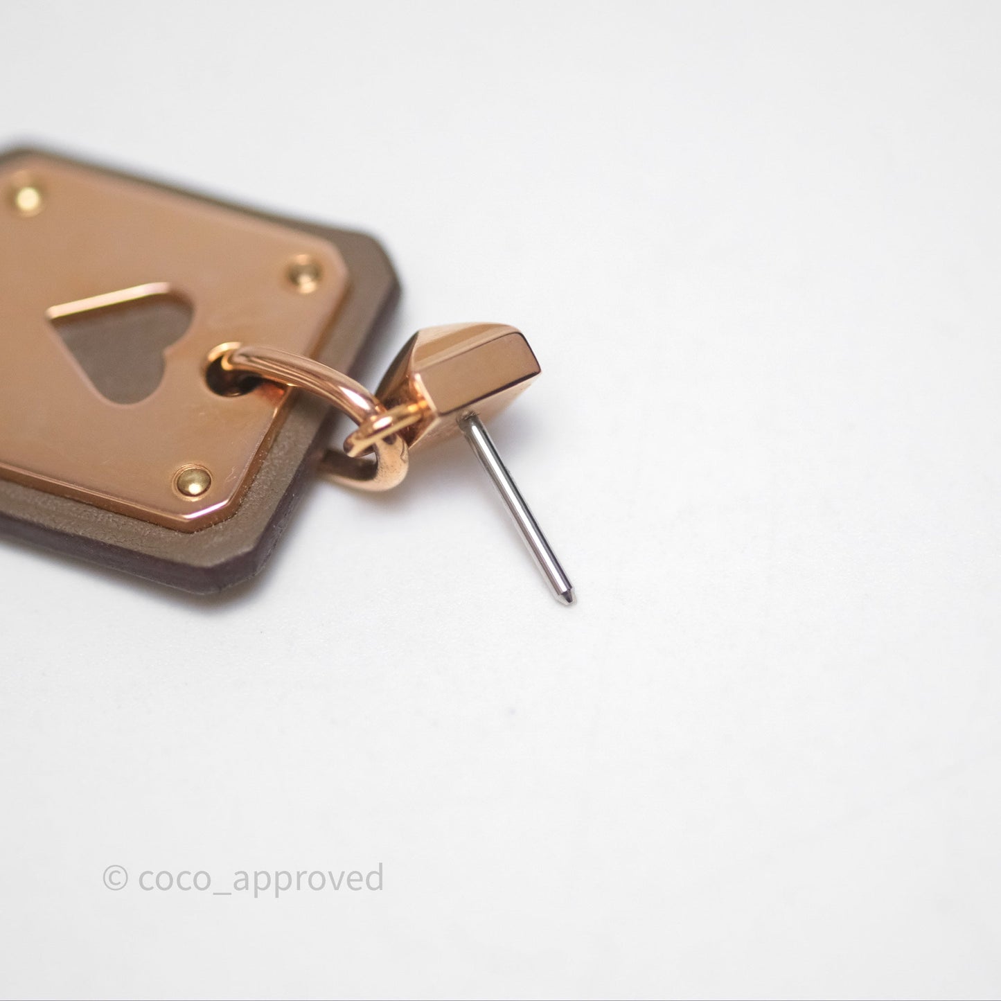Hermès As De Coeur Drop Earrings Etoupe Swift Rose Gold Hardware