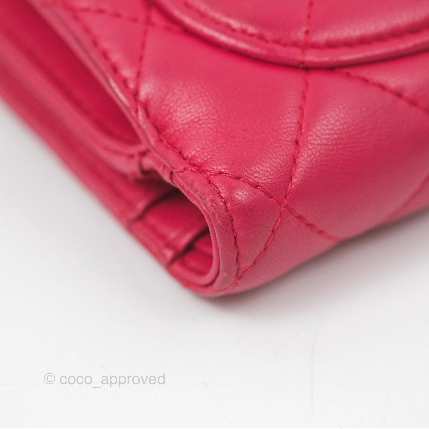 Chanel Quilted Classic French Wallet Lambskin Red Silver Hardware