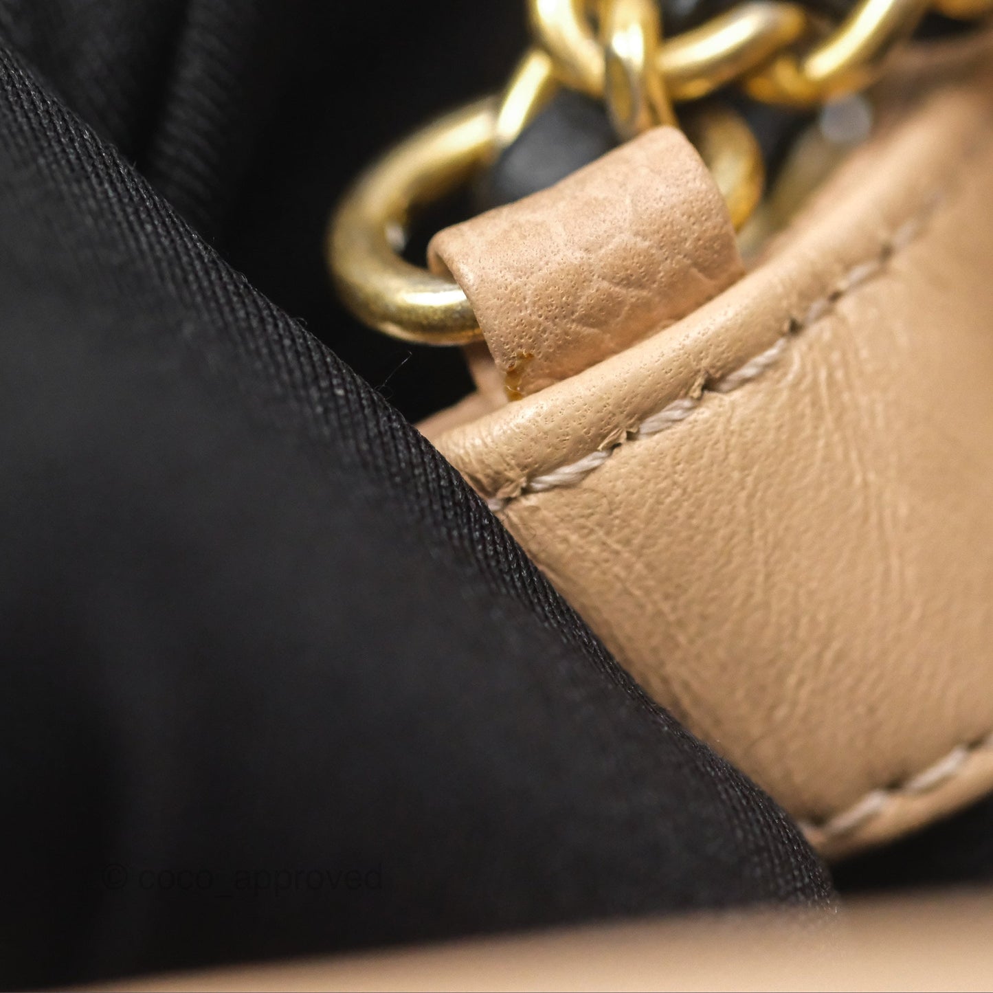 Chanel Quilted Small CC Filigree Flap Beige Black Caviar