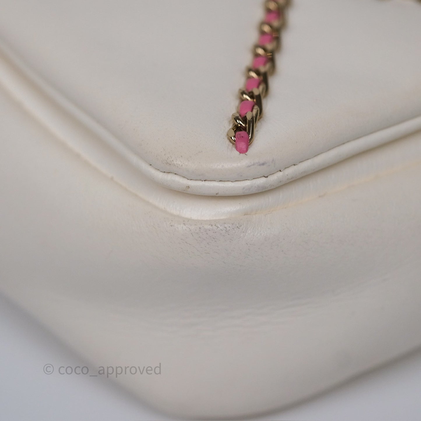 Chanel Small Entwined Chain Flap White Lambskin Gold Hardware