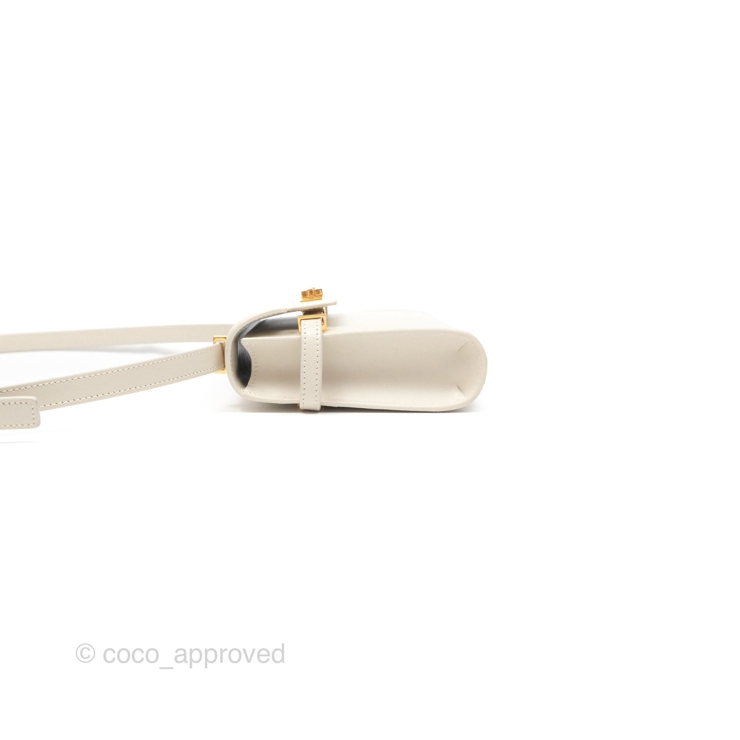 Saint Laurent Mini Manhattan Box Calfskin Blanc Vintage Gold Hardware