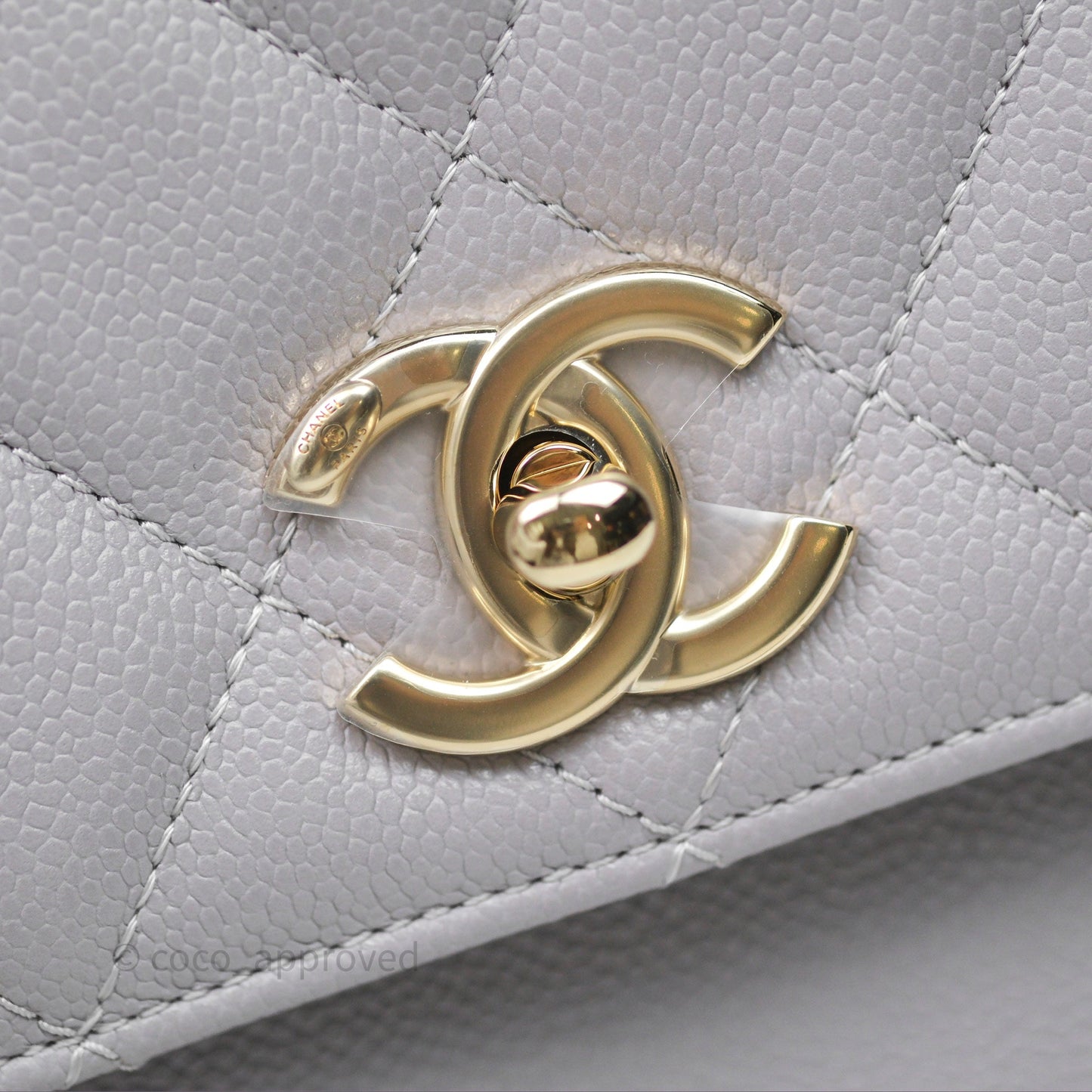 Chanel Quilted Medium Business Affinity Flap Light Grey Caviar Gold Hardware