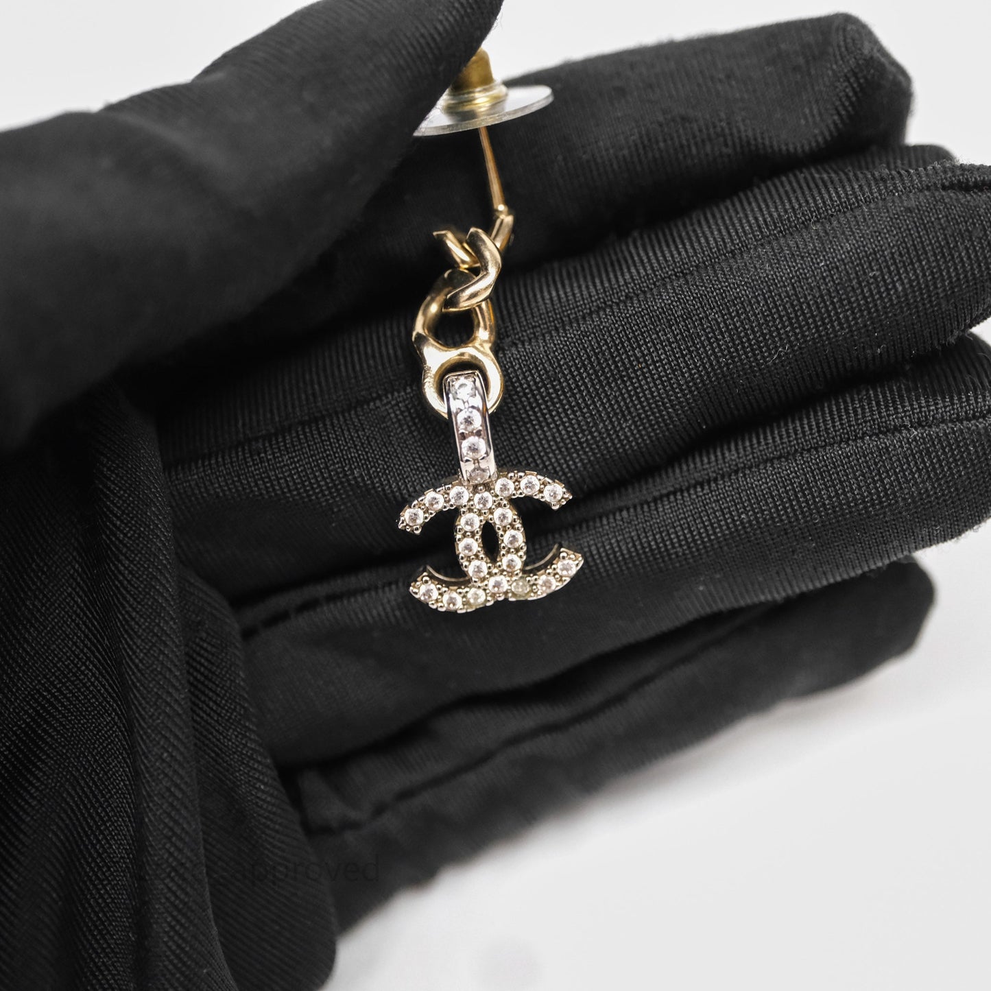 Chanel CC Crystal Drop Earrings Gold Tone 22S
