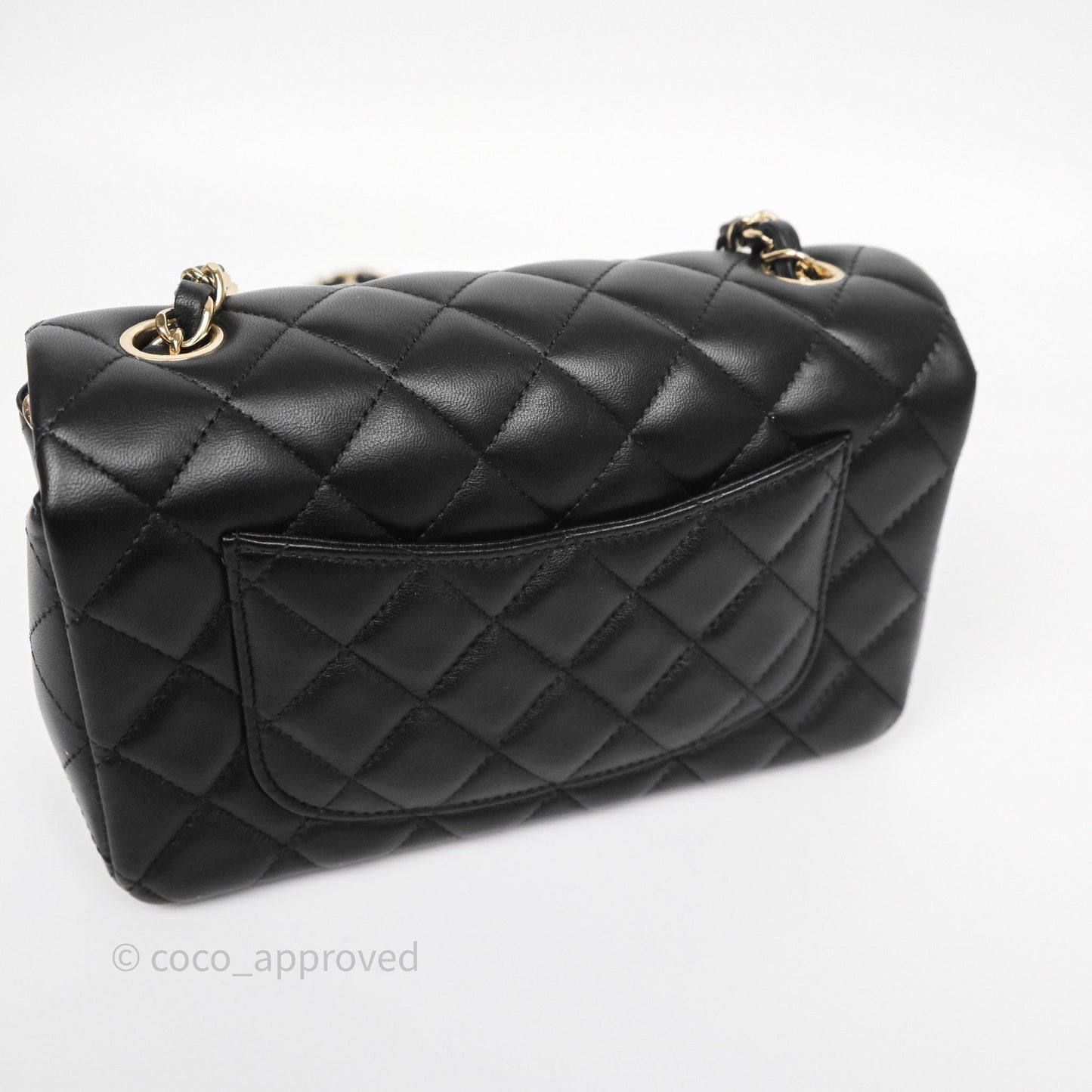 Chanel Mini Rectangular Quilted Black Lambskin Gold Hardware