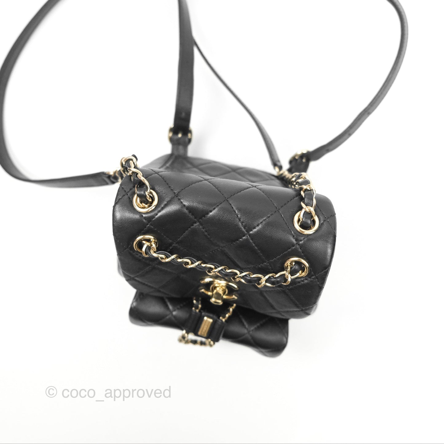 Chanel Quilted Small Duma Drawstring Backpack Black Calfskin Gold Hardware