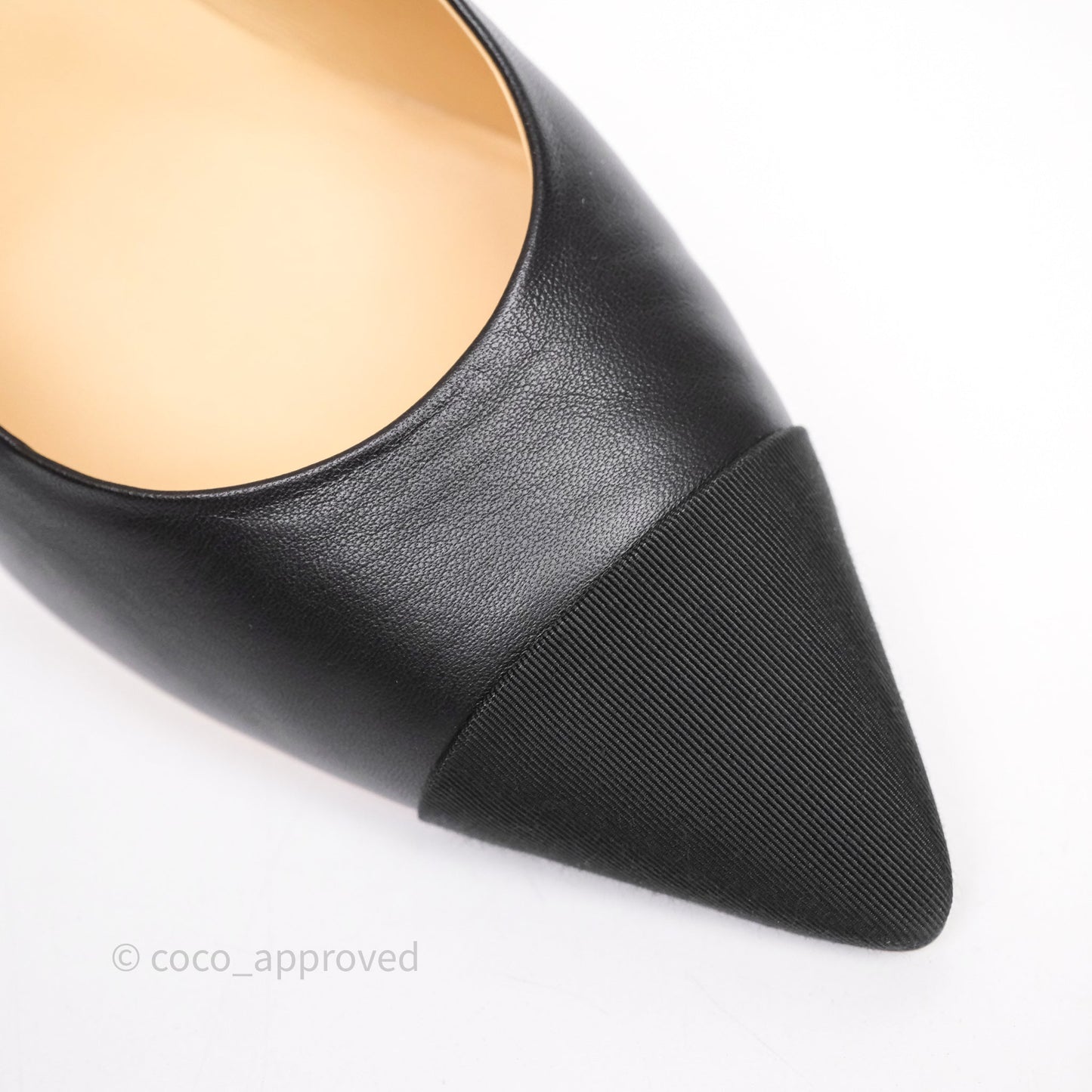 Chanel CC Cap Toe Pumps Heels Black Lambskin Size 38