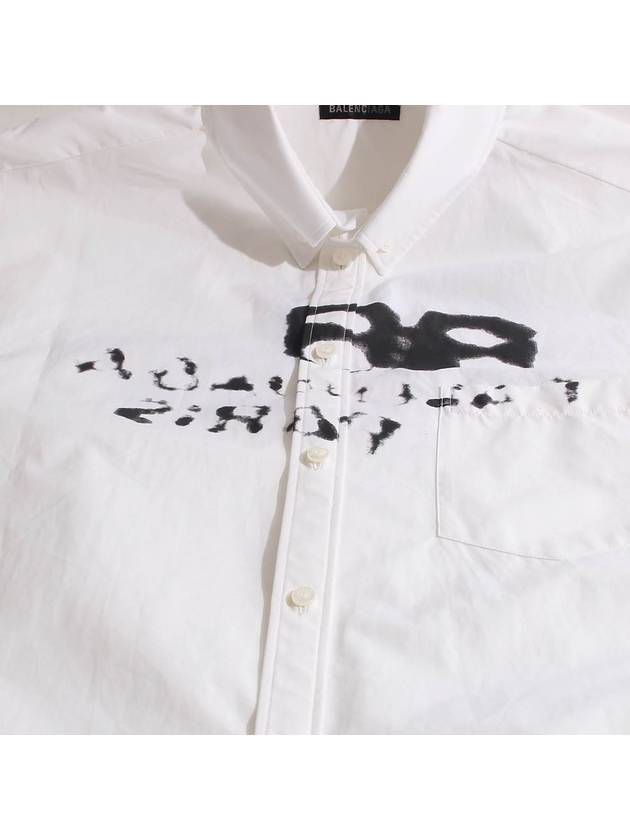 Luxury Balenciaga Hand Drawn BB Overfit Long Sleeve Shirt White
