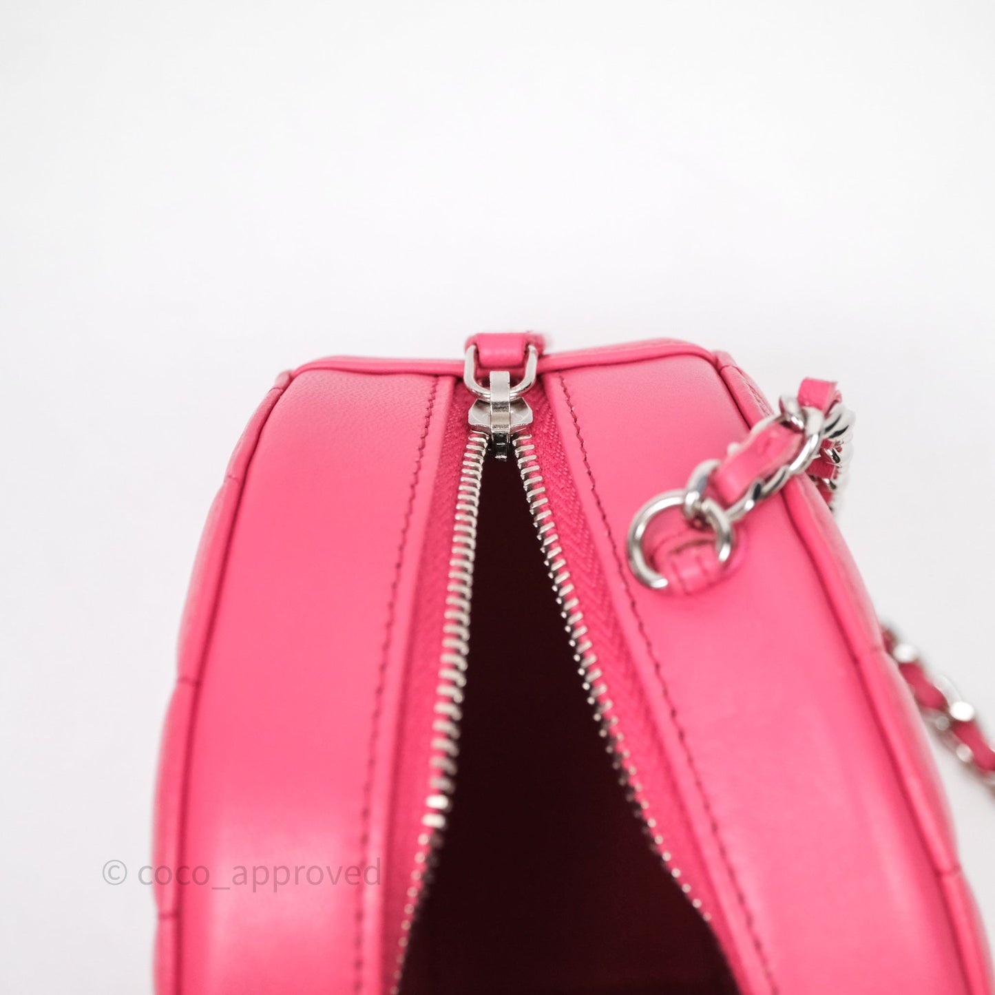 Chanel Quilted Round Clutch With Chain Dark Pink Lambskin Gold Hardware