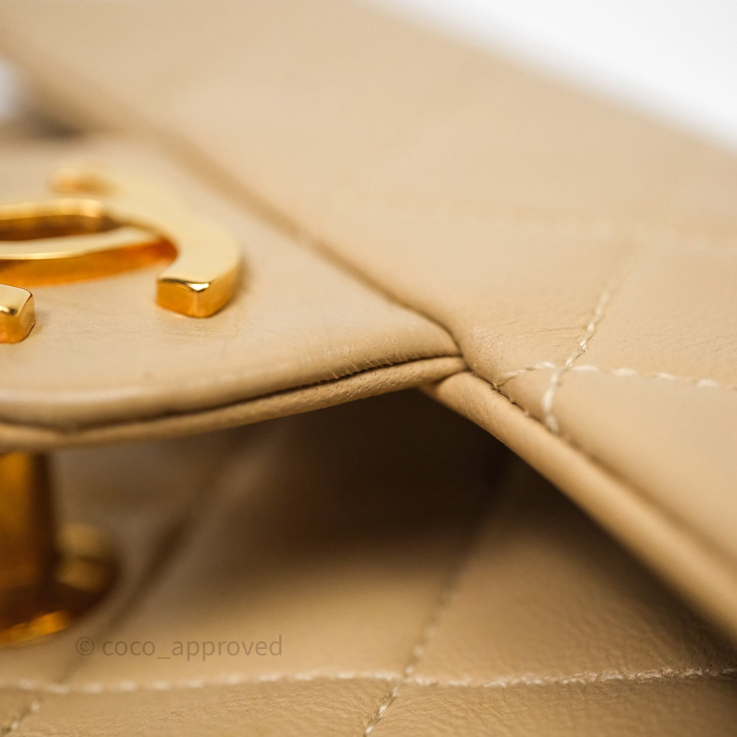 Chanel Vintage Mini Flap Bag Beige Lambskin Gold Hardware