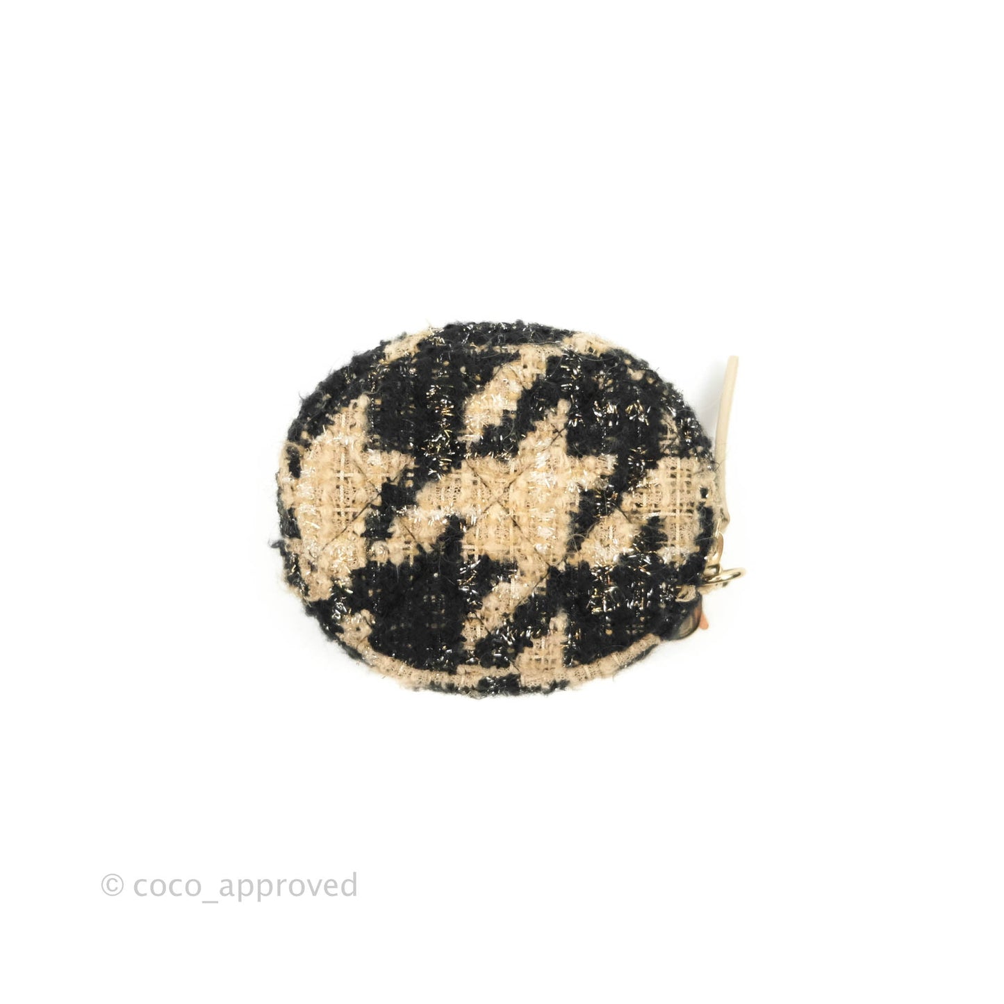 Chanel Wallet On Chain WOC Houndstooth Beige Black Tweed Gold Hardware