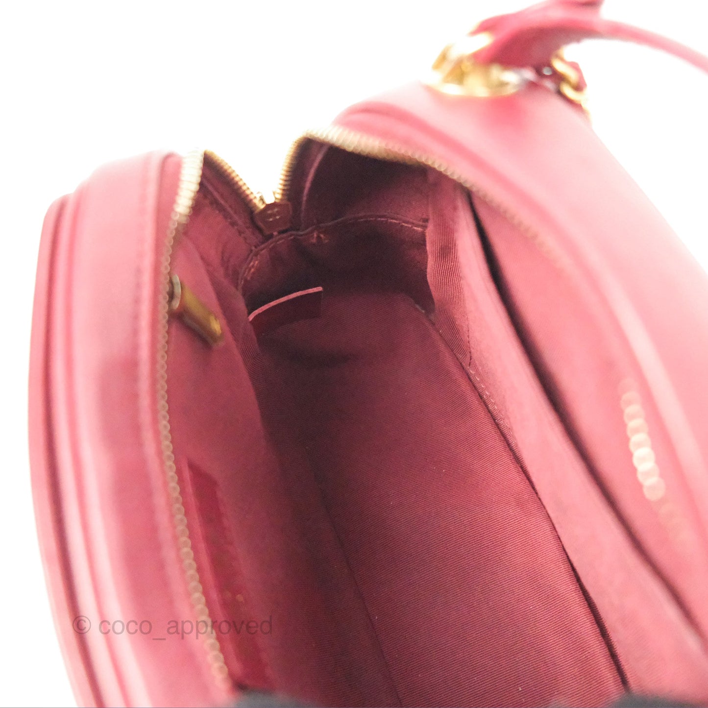 Chanel Quilted CC Small Vanity Case Dark Red Calfskin