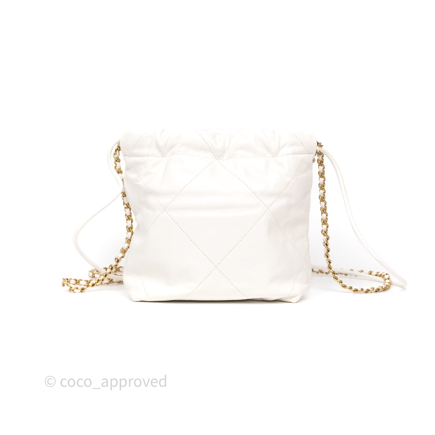 Chanel 22 Mini Bag White Calfskin Aged Gold Hardware