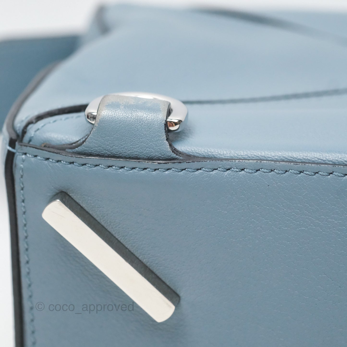 Loewe Small Puzzle Bag Blue Calfskin Silver Hardware