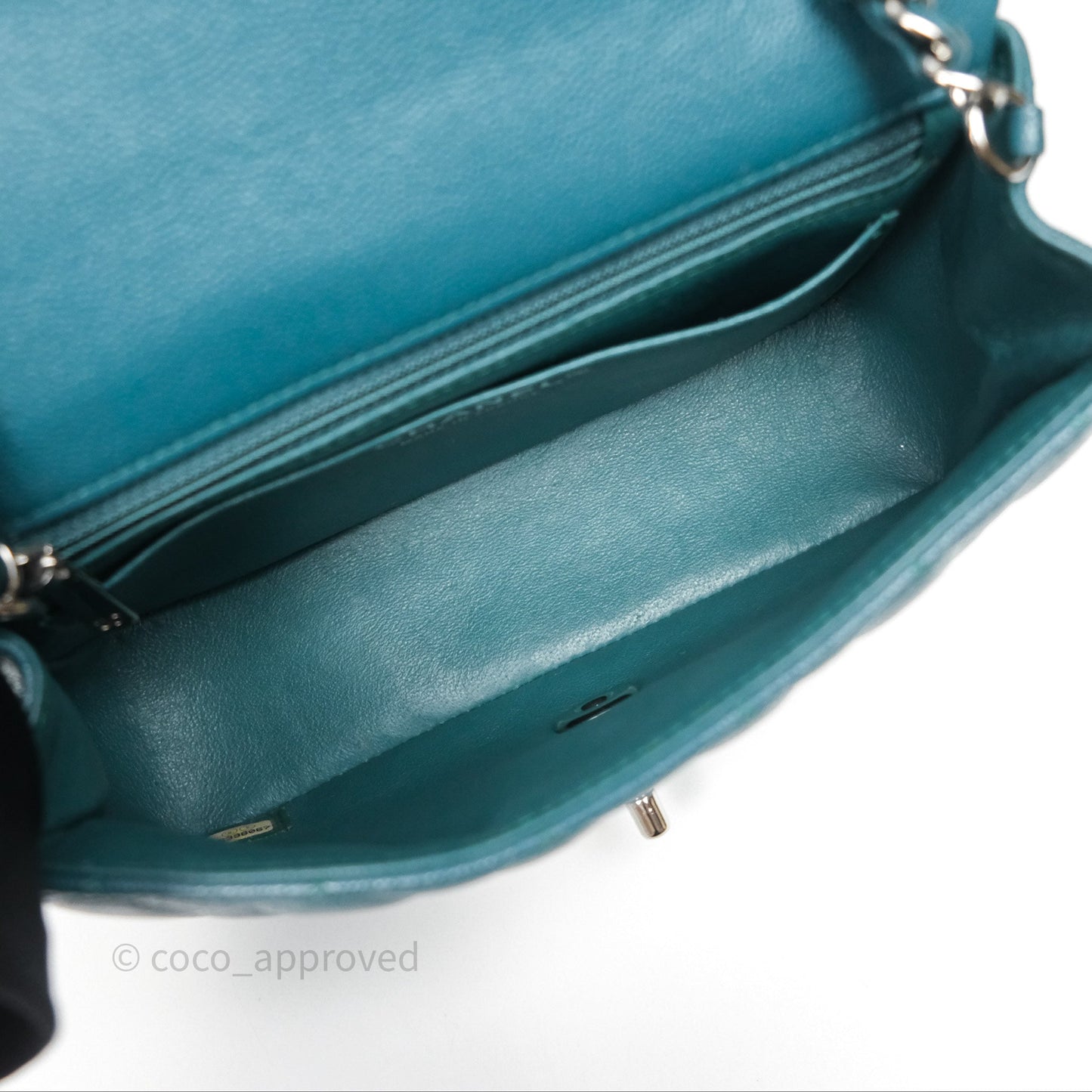 Chanel Quilted Mini Rectangular Green Caviar Silver Hardware