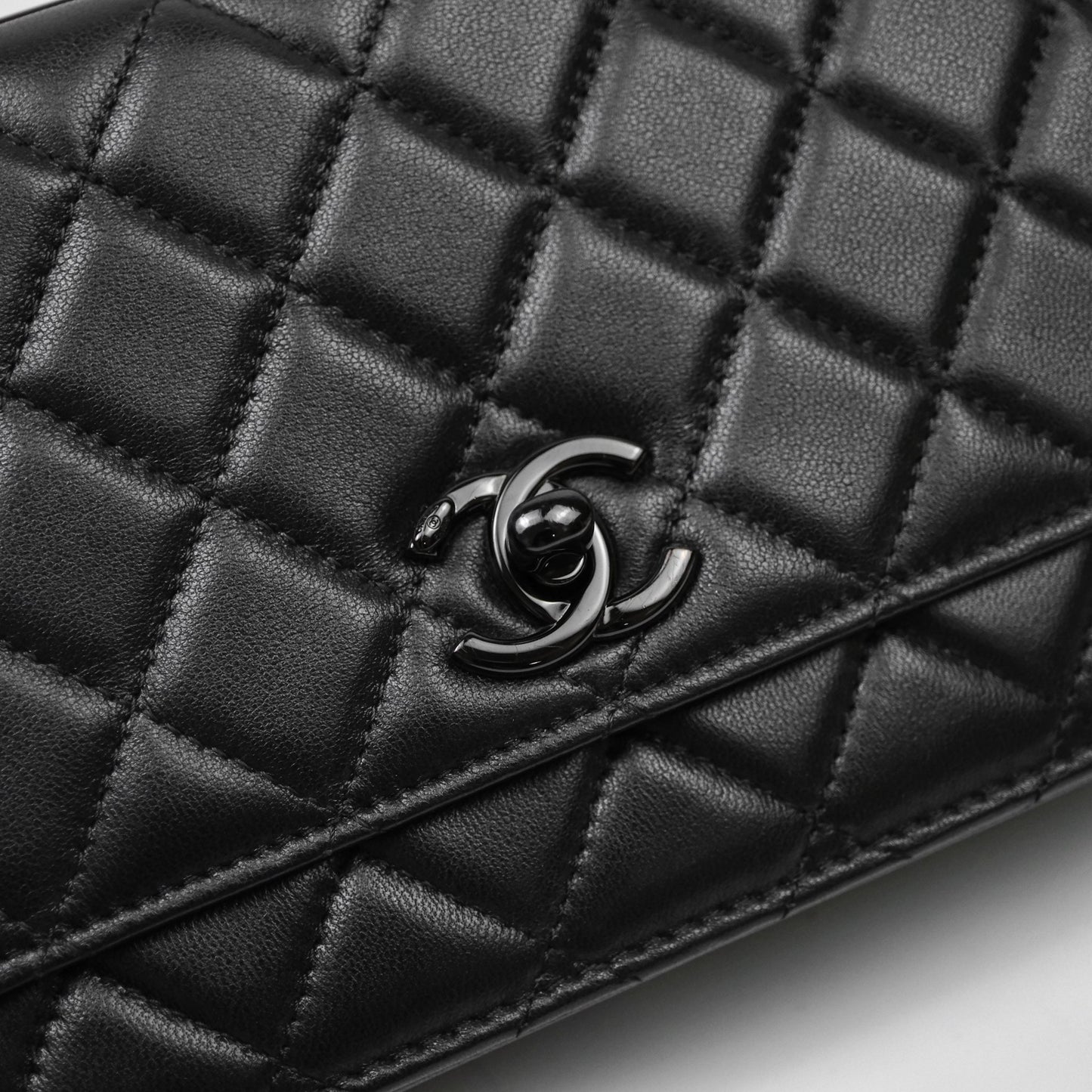 Chanel Quilted Trendy CC WOC Wallet On Chain So Black Lambskin