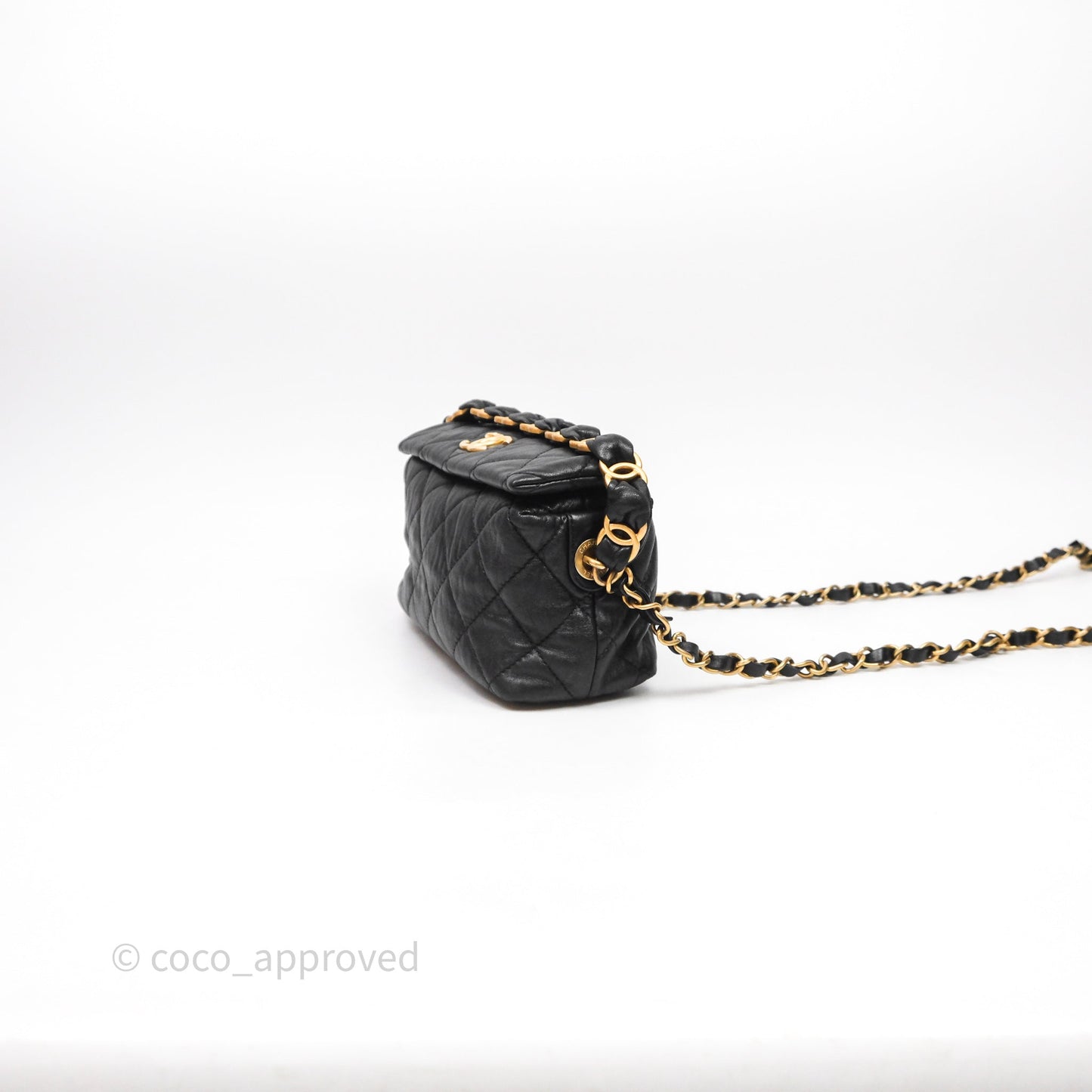 Chanel Small Hobo Bag Crumpled Black Lambskin Aged Gold Hardware