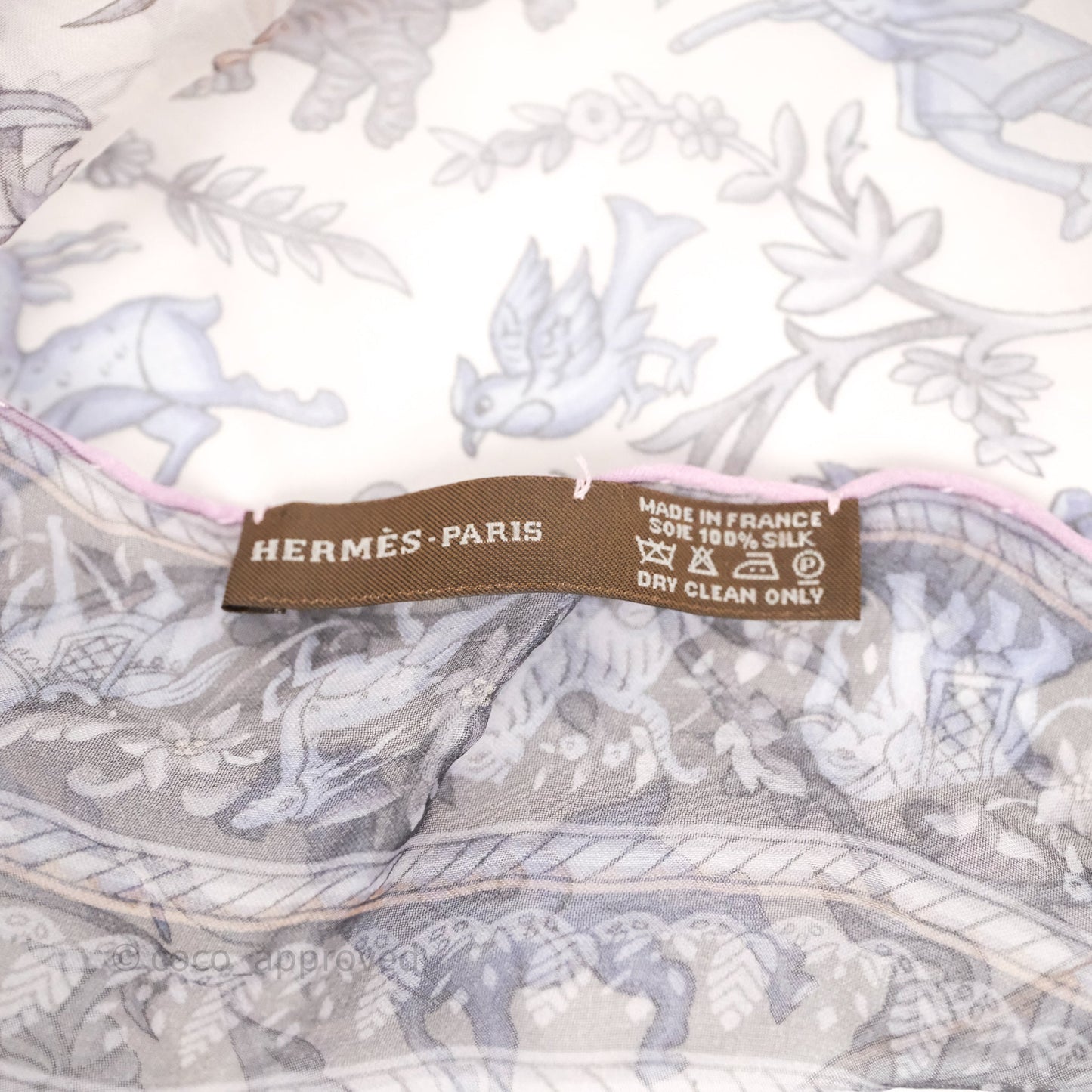 Hermès Grey/ Purple Silk Scarf