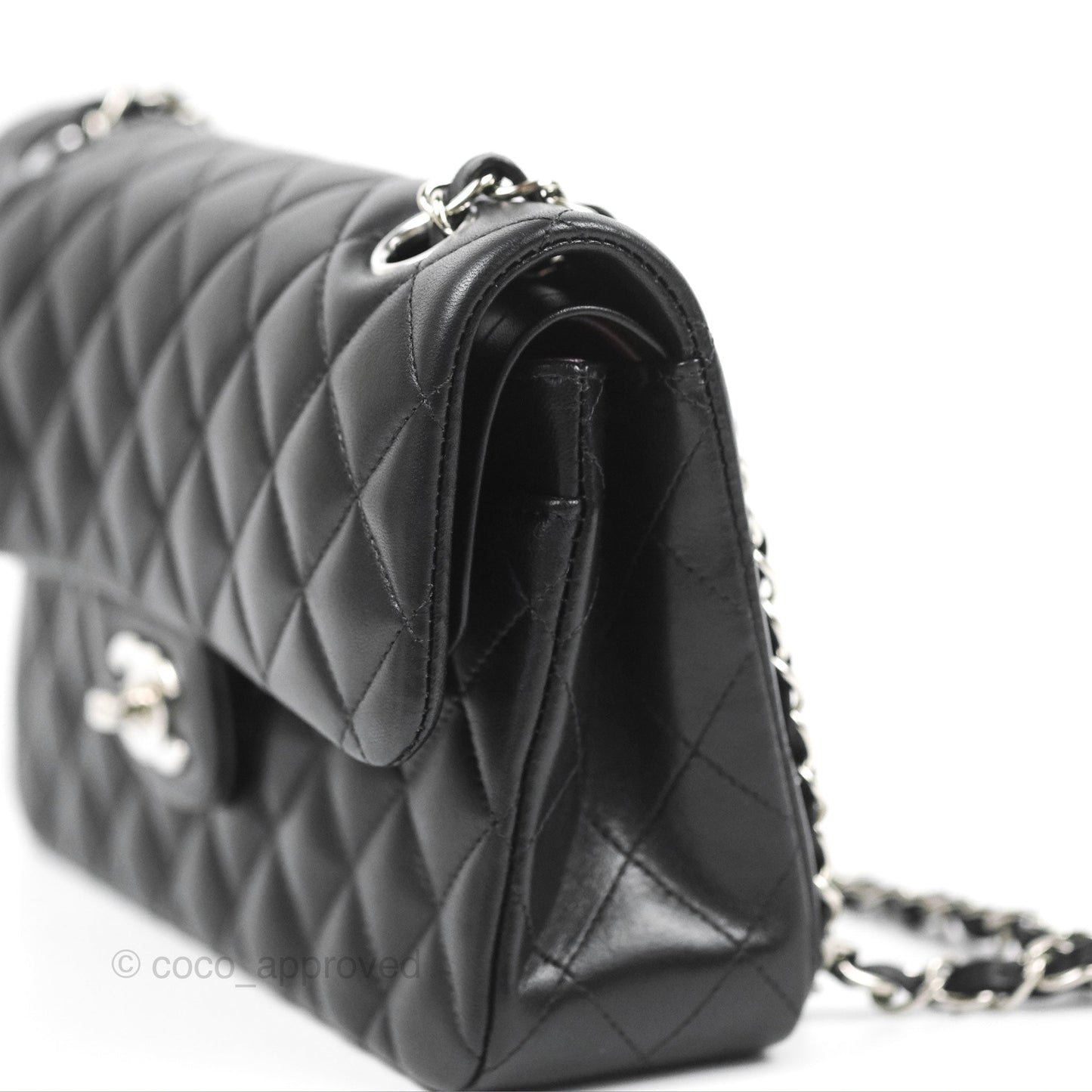 Chanel Small Classic Quilted Flap Black Lambskin Silver Hardware