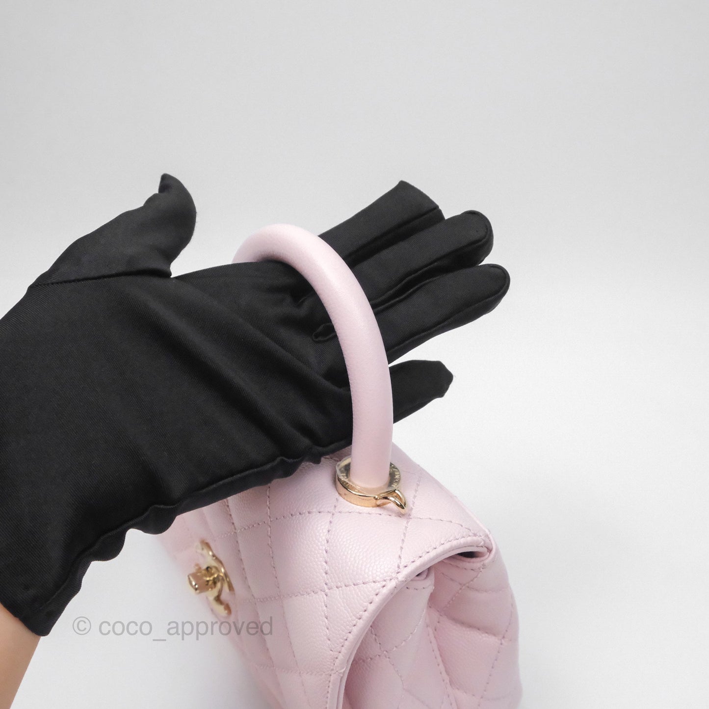 Chanel Mini Coco Handle Quilted Light Pink Caviar Gold Hardware
