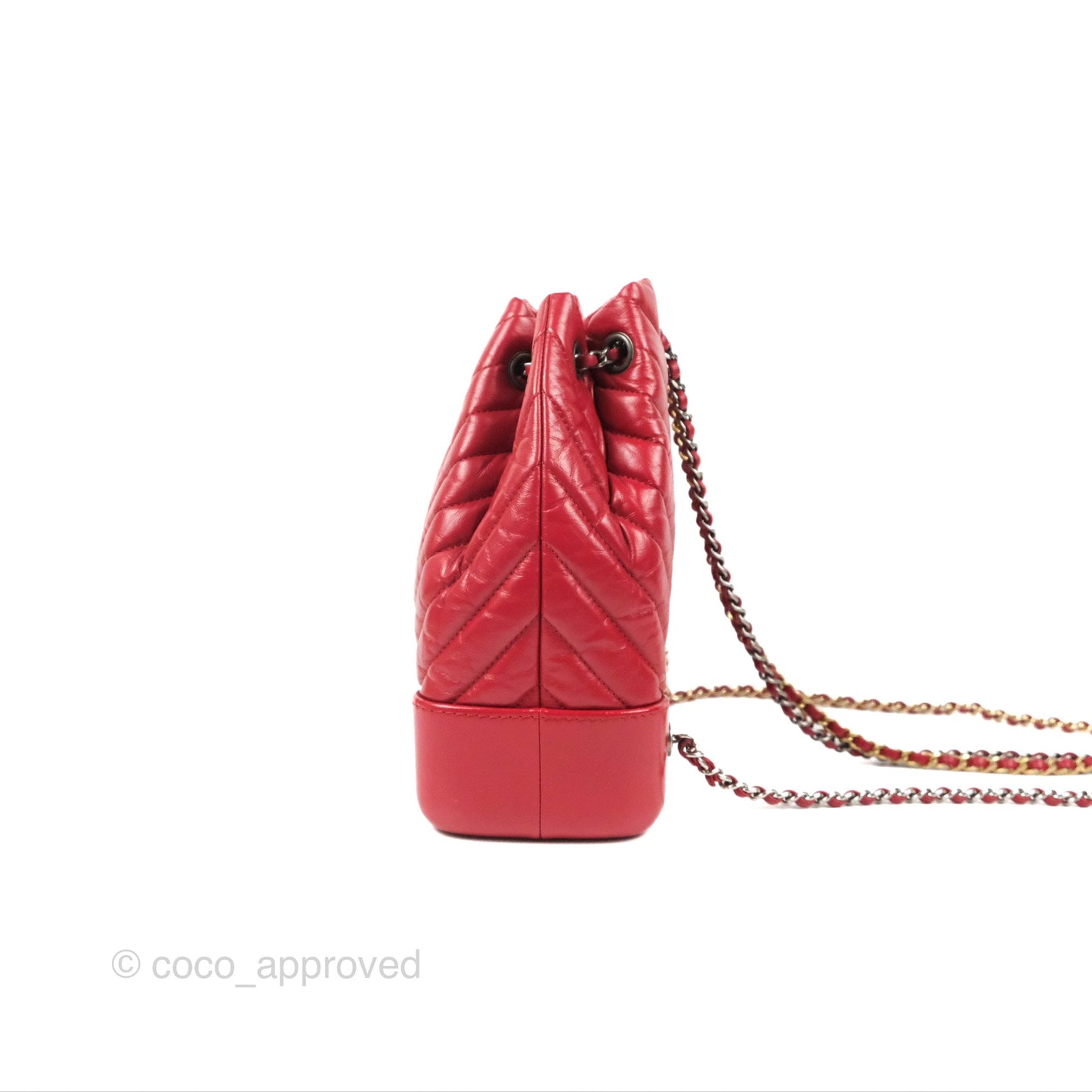 Chanel Small Chevron Gabrielle Backpack Dark Pink Aged Calfskin