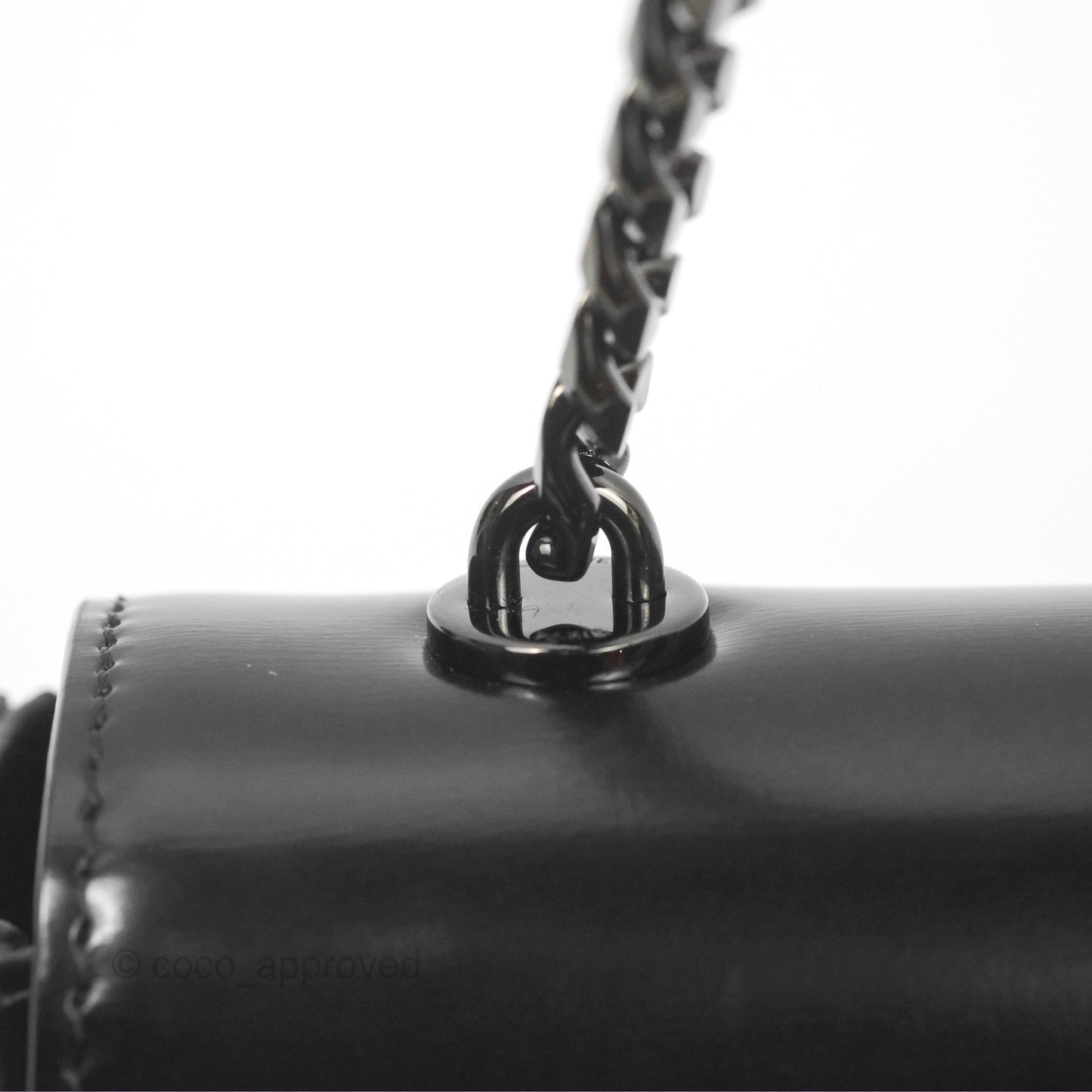Celine Triomphe Chain Shoulder Bag So Black Shiny Calfskin
