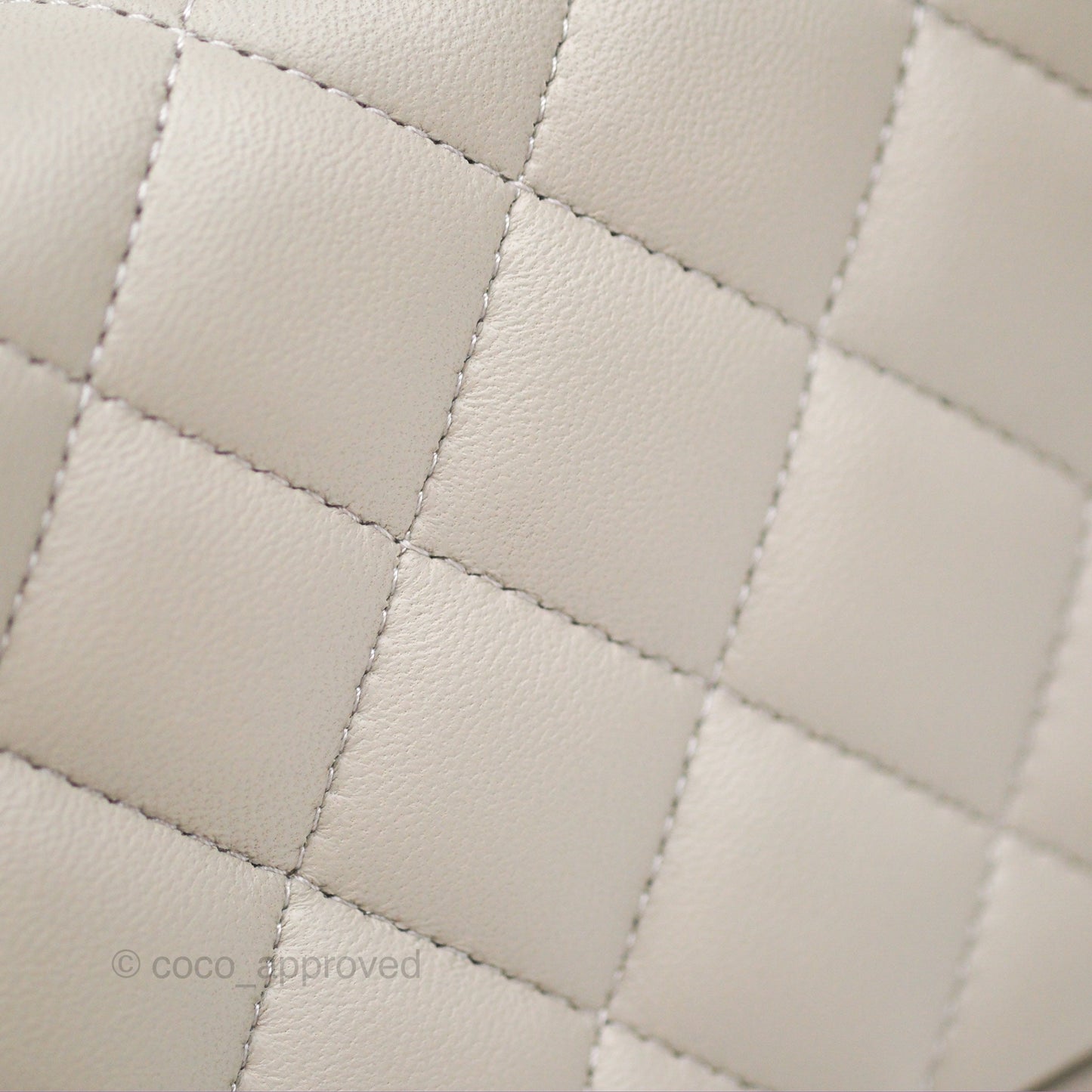Chanel Classic Flap Clutch Quilted Light Grey Lambskin Silver Hardware