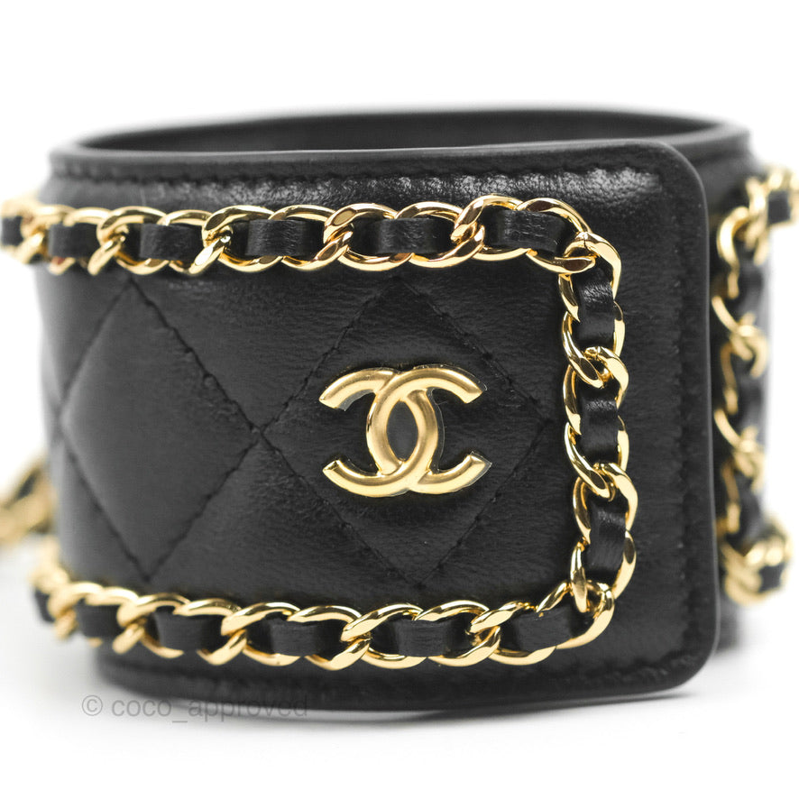 Chanel Flap Card Holder with Cuff Black Lambskin Gold Hardware