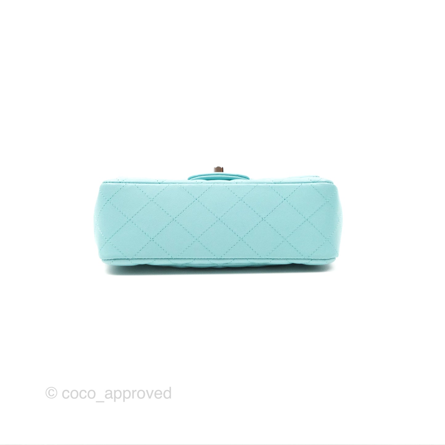 Chanel Quilted Mini Rectangular Flap Tiffany Blue Lambskin Silver Hardware