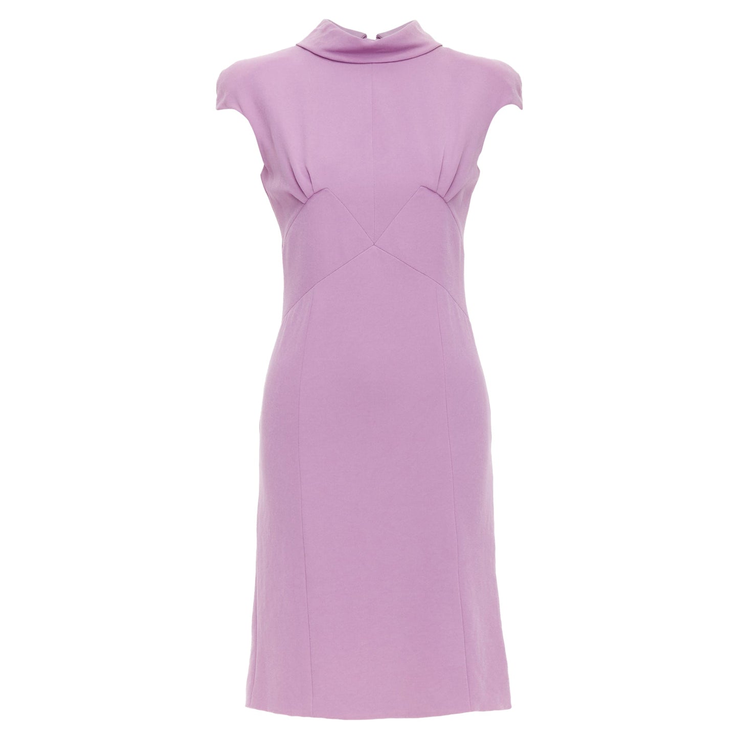 Luxury Bottega Veneta purple mock neck ruched dress