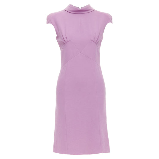 Luxury Bottega Veneta purple mock neck ruched dress
