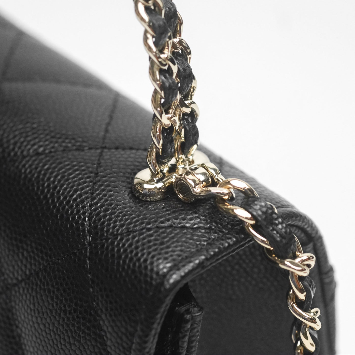 Chanel Kelly Clutch With Chain Black Caviar Gold Hardware